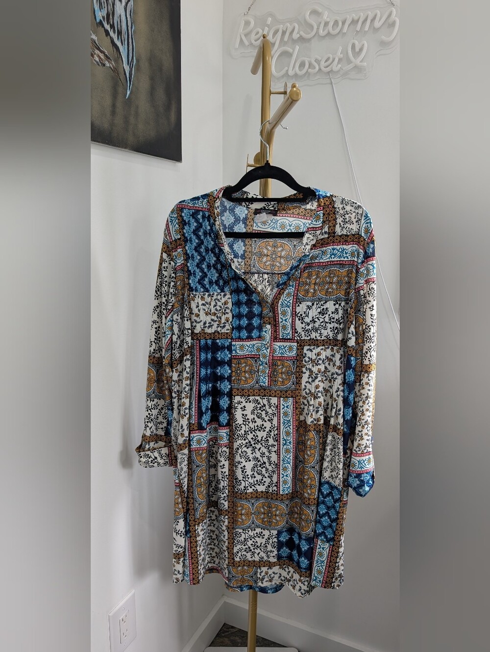Bohemian Patchwork Tunic Top / Mini Dress